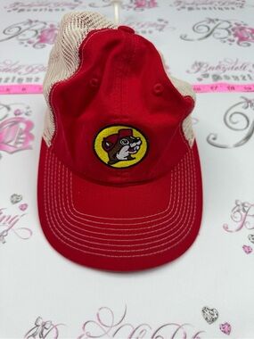 Buccees hat Red Trucker Hat with Cartoon Beaver Patch